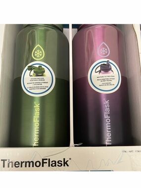 ThermoFlask 40oz. Insulated Stainless Steel, 2-pack purple/greennew in box